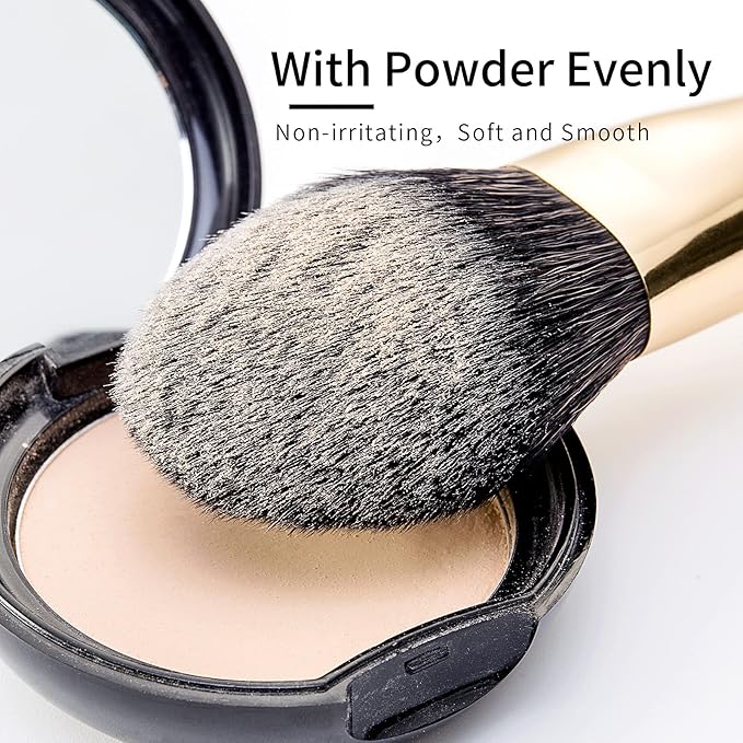 ENZO KEN Natural Black Goat Hair Makeup Brush Set with Case, Natural Hair Makeup Brushes Set Professional, Make up Brushes Set Professional, Natural Makeup Brushes, Natural Bristle Makeup Brushes.