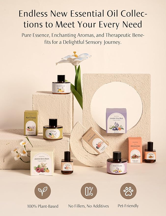 Essential Oil Refill 1.02oz/30ml for SF101/SF101S Waterless Aromatherapy Diffuser, Covers 1000 Sq Ft, 120-Day Natural Scent 1 Pack,White Rose