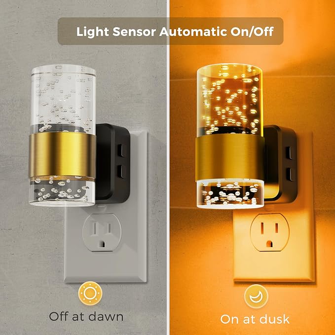 L LOHAS LED Night Light Dimmable Night Lights Plug into Wall Remote Control | RGB Color Changing, Dusk to Dawn Sensor, Acrylic Bubble Nightlight for Bathroom