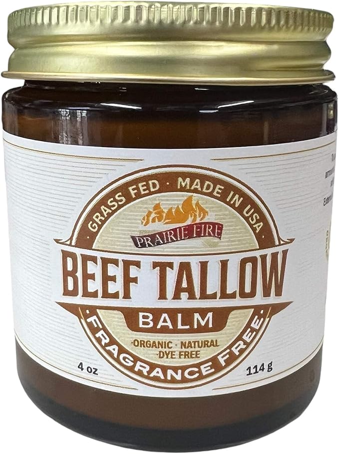 Grass Fed Beef Tallow Balm - 4 oz - Made in USA - Organic Grass Fed and Finished Tallow - Moisturizing Skin Care Peppermint