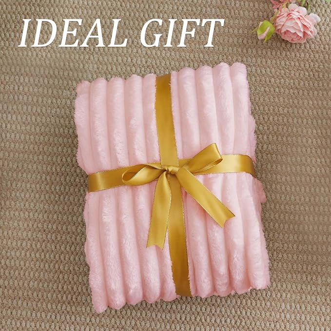 BEDELITE Ribbed Twin Blanket for Couch & Bed, Pink, 60"x80" | Ultra-Soft Plush Fleece, Cozy, Warm Yet Lightweight, Ribbed Texture, Home Decor, Machine Washable, Giftable, All-Season Use