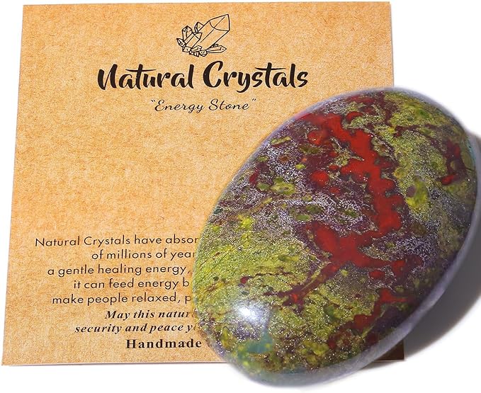 MAIBAOTA 2.4" Large Bloodstone Crystals Stone Polished Palm Stone Healing Crystals 0.7" Thick Natural Reiki Gemstone Worry Stone Energy Balancing Anxiety Stress Relief Meditation 1 Pc