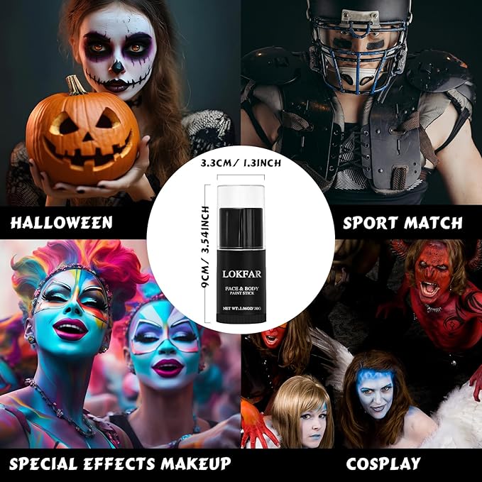 Gray / Grey Face Body Paint Stick, Eye Black Stick for Sports, Waterproof Full-Coverage Grey Face Makeup for Halloween Grayscale Zombie Werewolf Stage Cosplay Makeup