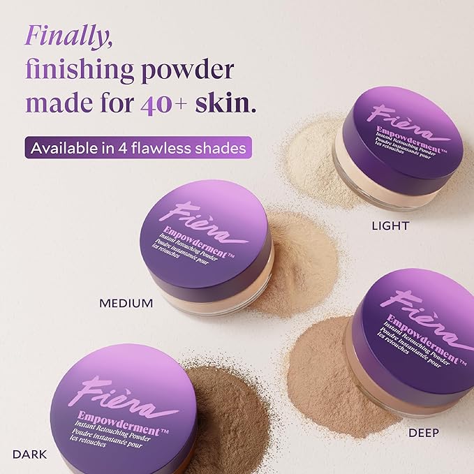 Fièra Empowderment™ Finishing Powder, Talc-Free Blurring & Soft-Matte Setting Powder for Mature Skin, Pore & Fine-Line Smoothing, Lightweight Instant Retouching Formula, Medium Shade, 0.2 OZ