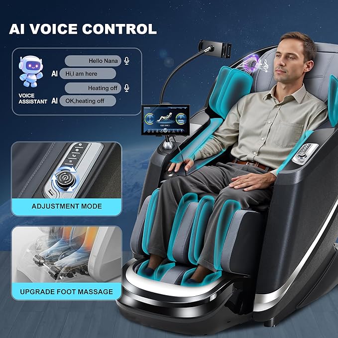 2025 Massage Chair Full Body with 12 Auto Modes,Zero Gravity SL-Track Shiatsu Massage Chair with AI Control,Auto Body Detection,Foot Rollers,Body Scan and Waist & Calf Heating