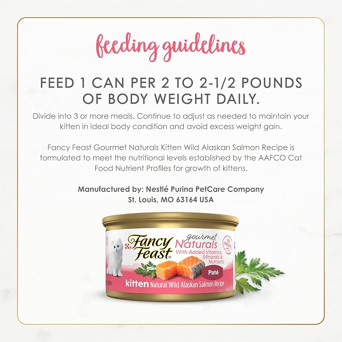 Purina Fancy Feast Grain Free Pate Wet Kitten Food Gourmet Naturals Wild Alaskan Salmon Recipe - (Pack of 12) 3 oz. Cans