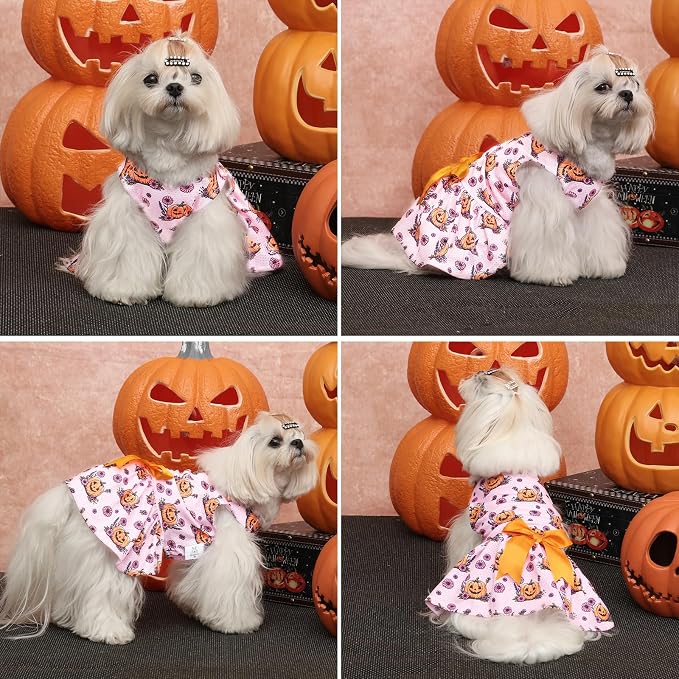 CuteBone Dog Mesh Dress Halloween Puppy Sundress Pet Outfit Summer Fashion for Small Dogs Girl Cat Clothes