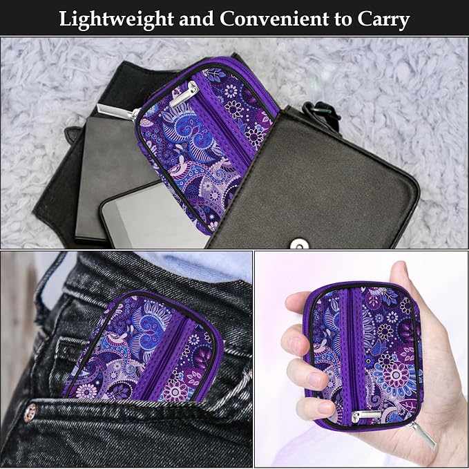 Serfeymi Weekly Travel Pill Organizer Pill Case for Purse with Removable 7 Day Pill Box, Fashionable Travel Medicine Organizer Pill Container for Medicine, Vitamin, Supplement - Black 03 + Purple 01