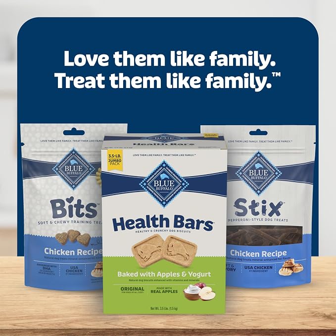 Blue Buffalo Health Bars Apples & Yogurt Dog Biscuits, 3.5 lb | Oven-Baked, Crunchy Texture, No Chicken By-Product, Corn, Wheat, or Soy