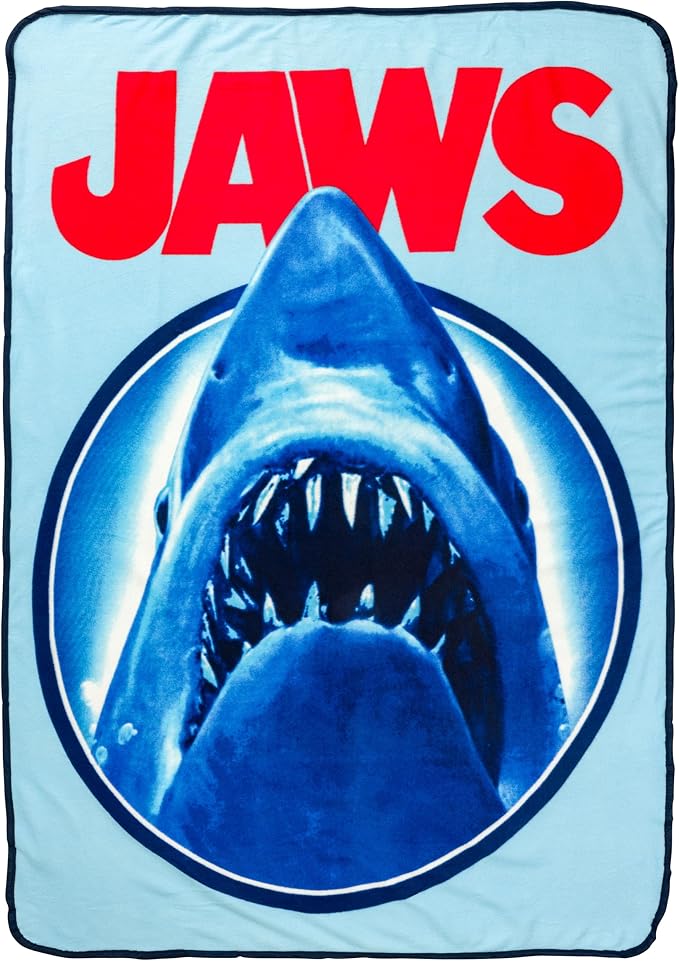 Silver Buffalo Jaws Need a Bigger Boat, Fleece Throw Blanket, 45x60in | Soft and Cozy, 180 GSM