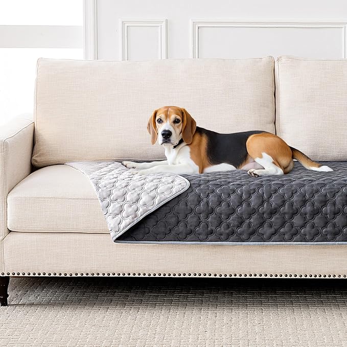 FunFurry Waterproof Dog Blanket, Couch Cover for Dogs Washable, Reversible Dog Bed Cover.(Dark＆Light Grey, 30 X 70 Inch - 1 Pack)