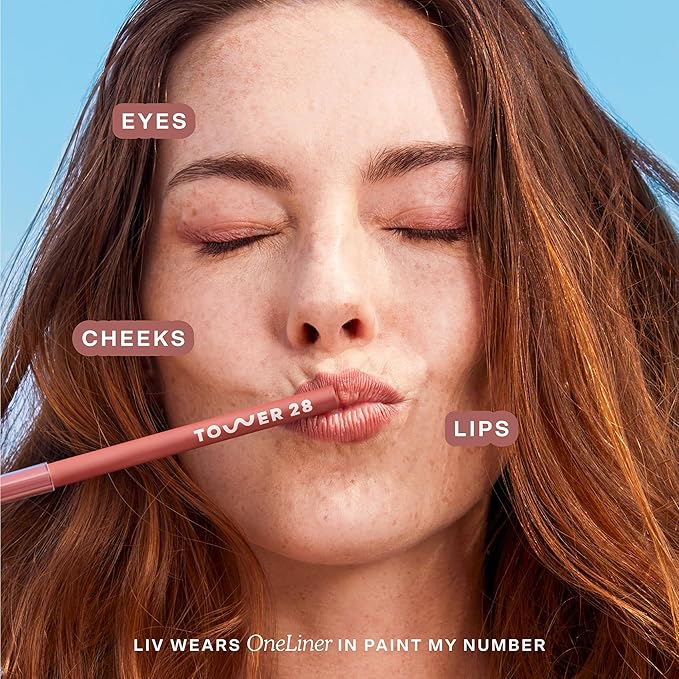 Tower 28 OneLiner - Multi-Use Creamy Lip Liner, Eyeliner & Face Makeup Pencil for Sensitive Skin - Hydrating, Vegan Formula with Shea Butter - Matte, Long-Lasting Finish - Muted Mauve (1 Count)