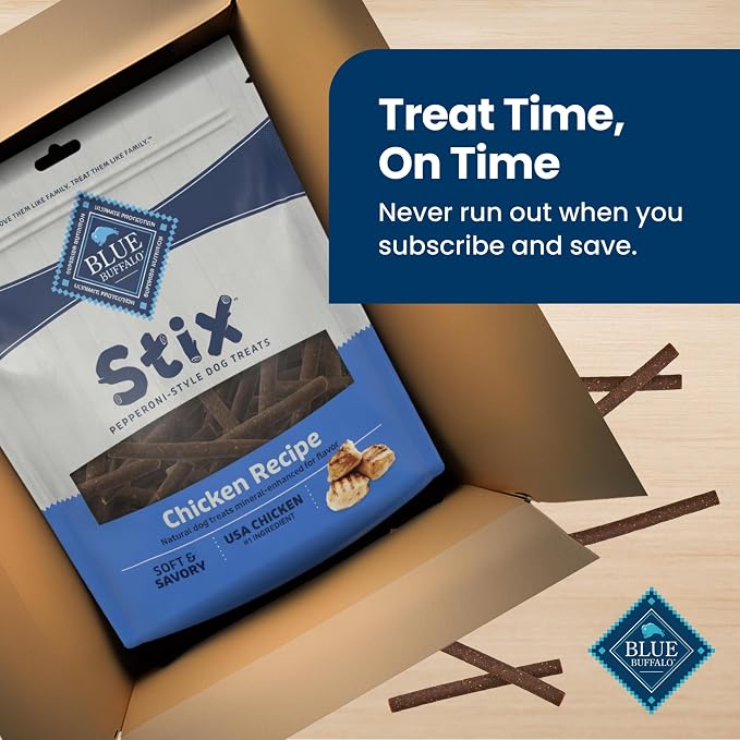 Blue Buffalo Stix Chicken Pepperoni-Style Dog Treats, 24 oz | Real Chicken #1 Ingredient, Soft & Easy to Tear, Developed by Veterinarians & Nutritionists, Great for Training