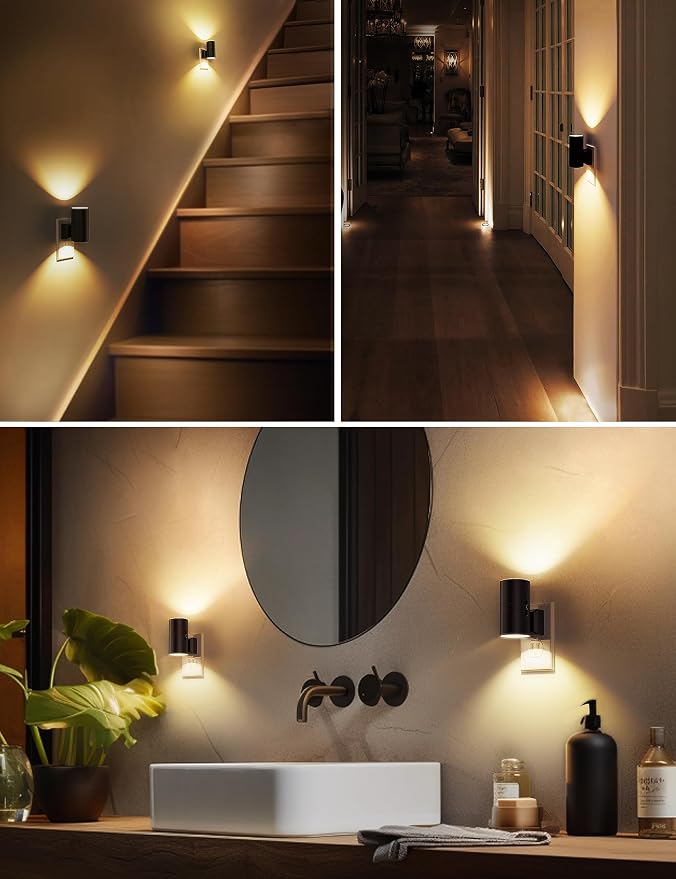 L LOHAS LED Night Light Plug in, Night Lights Plug into Wall, Soft White | Dusk to Dawn Sensor, 0-100LM Adjustable Brightness, Modern, Dimmable Night Lights for Hallway Bedroom Stairway, 2 Pack