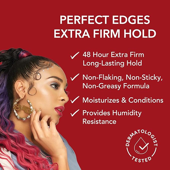 Creme of Nature Perfect Edges™ Extra Firm Hold Gel, 48-Hour Sleek Style Edge Control, Infused with 100% Moroccan Argan Oil, Non-Flaking, 2.25 oz