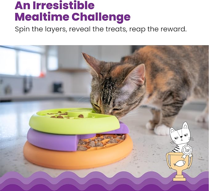 Catstages Nina Ottosson Kitty Lickin' Layers Cat Toy Treat Puzzle, 6.6" | Level 2 Intermediate, 3 Layers, 70+ Treat Compartments, Dry or Wet Food, Slow Feeder, Enrichment, Indoor Cats & Kittens