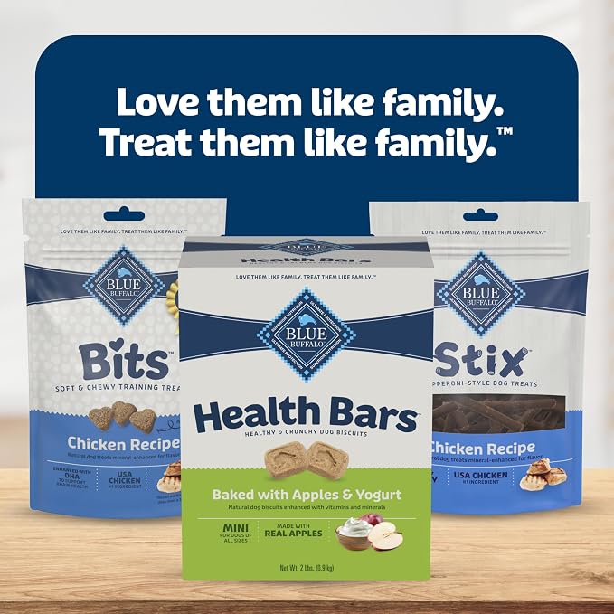 Blue Buffalo Health Bars Apples & Yogurt Mini Dog Biscuits, 2 lb | Smaller Bite, Same Crunch, Oven-Baked, No Chicken By-Product, Corn, Wheat, or Soy
