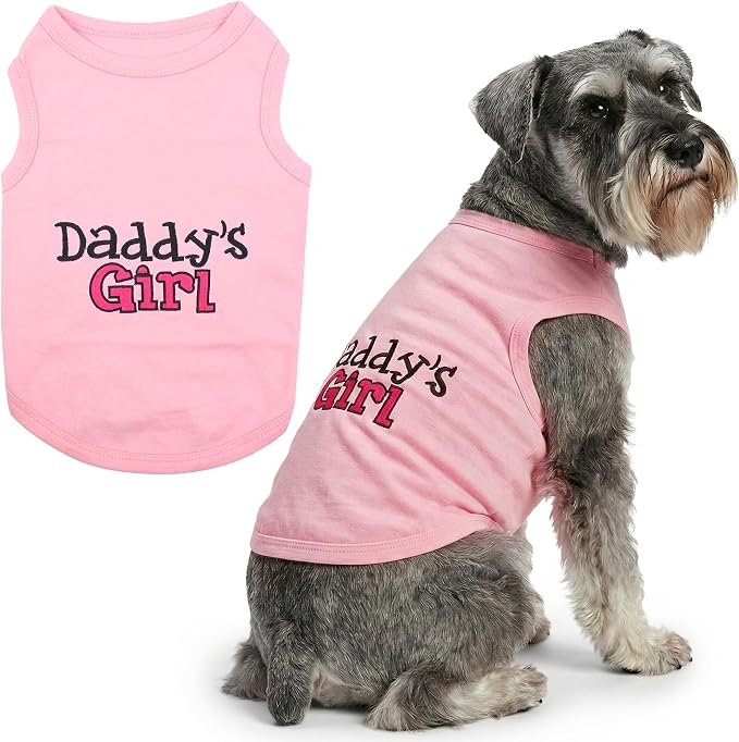 Parisian Pet Dog Shirt – 100% Cotton Shirts for Large Dogs – Pink Sleeveless Puppy Clothes – Lightweight and Breathable Dog Apparel – Girl Dogs Clothes - Stretchy Daddy’s Girl Pet Shirt