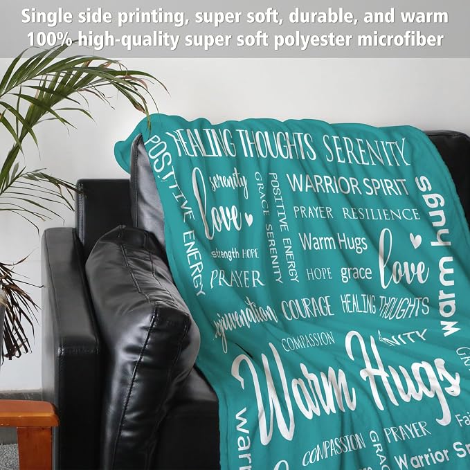 Warm Hugs Healing Blanket, Get Well Gifts for Women Men | Cancer Care, After Surgery, Thinking of You Gift, Sympathy Inspirational Blankets, Soft Throw Blanket 50" x 60"