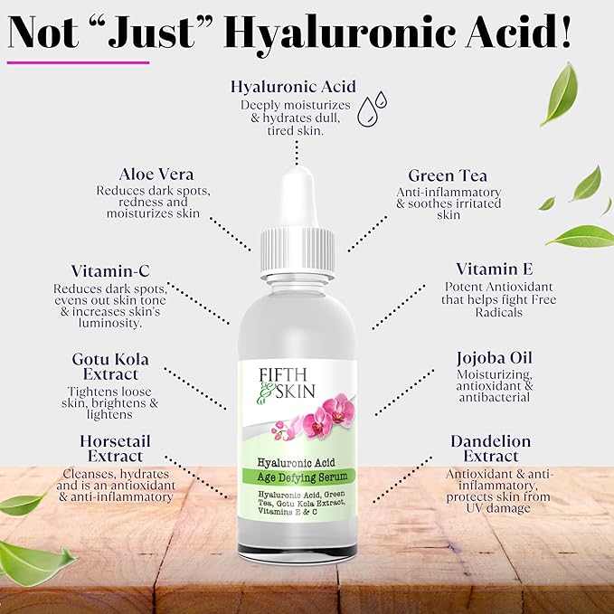 Age Defying Face Serum w/Hyaluronic Acid, Vit C & E | BIG 2 OZ. | Made in USA | Vegan | Cruelty Free | Wrinkles | Plump Fine Lines | Dry Skin