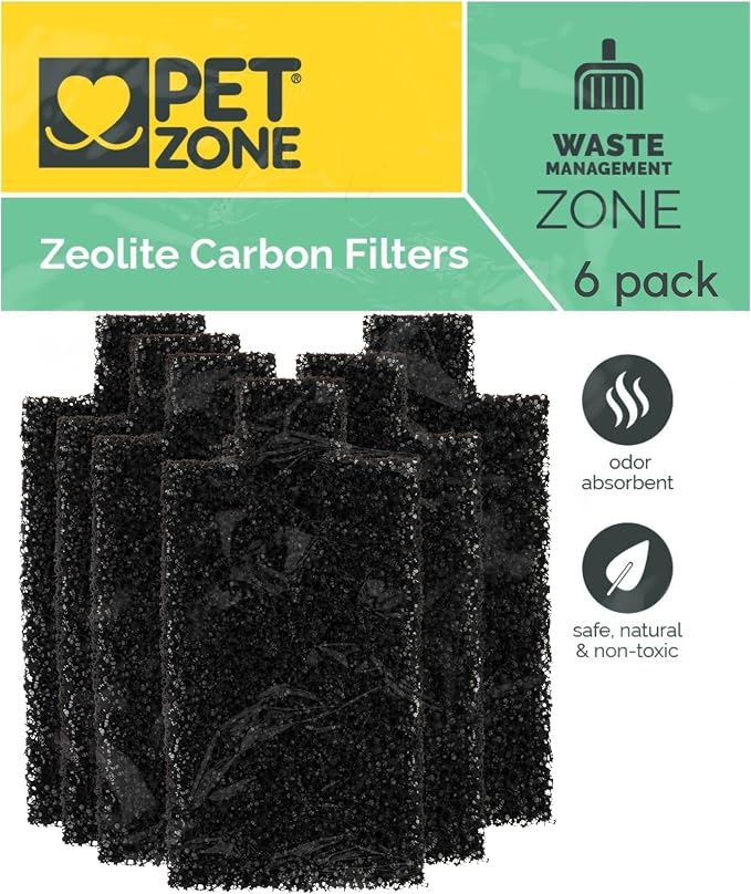 Pet Zone Odor Neutralizing Replacement Carbon Cat Litter Filters, 6-Pack | Helps reduce unpleasant smells around the home, keeps living rooms fresher, simple swap in design for hooded pans and domes