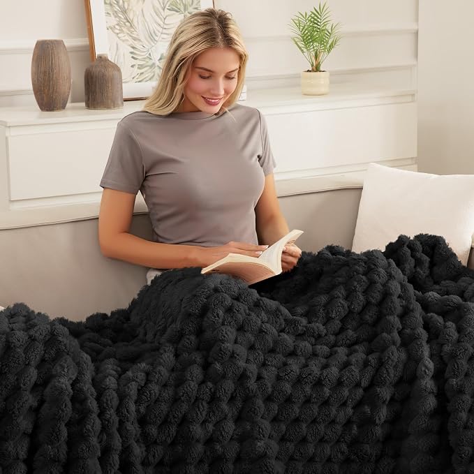 Whale Flotilla Soft Fleece Twin Size Bed Blanket Luxury 3D Jacquard, Black | Lightweight Coverlet Bedspread, Super Cozy Plush Fluffy Fuzzy All‑Season Decorative Blanket for Bed, Dorm Essentials, 60"x80"