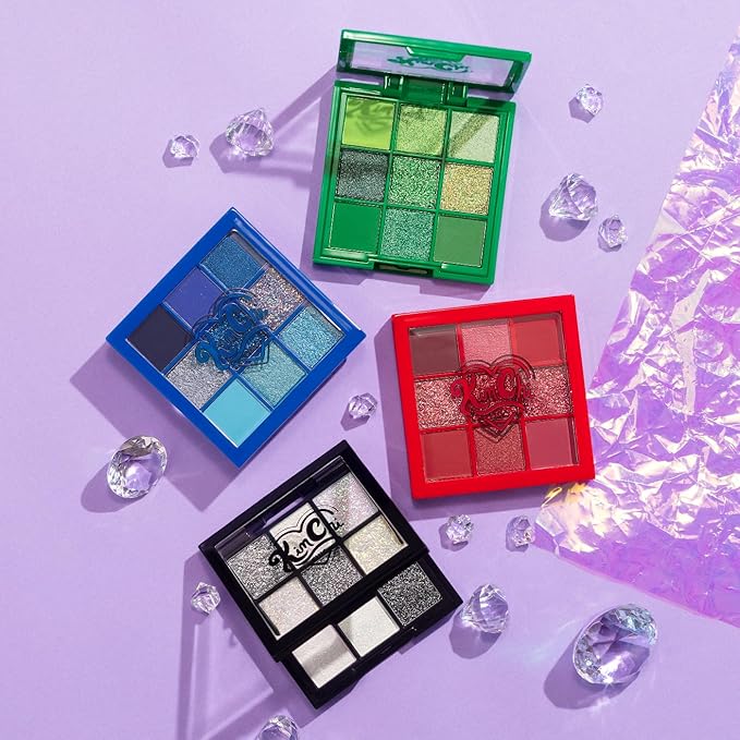 Kimchi Chic Jewel Collection Eyeshadow Palette - Pigmented Blendable Matte & Glitter Shades, Long Lasting, Cruelty Free, Includes Jewel Stickers, Diamond
