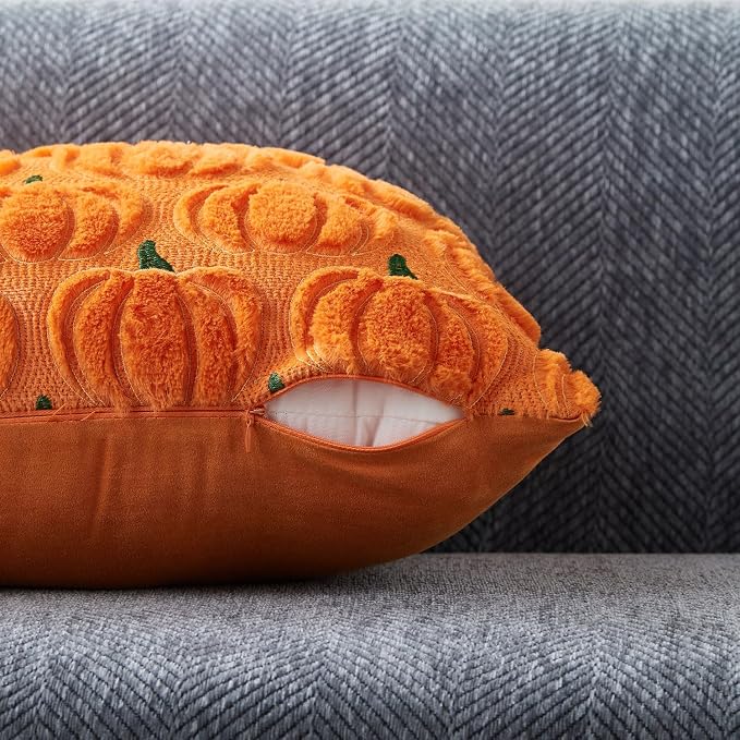 DFXSZ Fall Pillow Covers 18x18 2Pcs Orange Green Yellow Pumpkin Fall Decorations