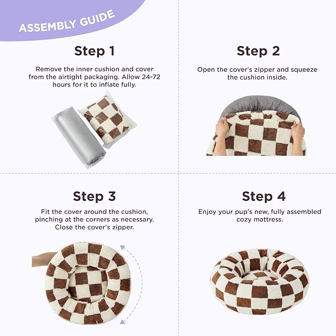 Lesure Shown on TV Jacquard Donut Dog Beds Medium Sized Dog,Brown 30x30x8in | Orthopedic Calming Pet Bed Sofa, Original Design Pattern,Washable Cover,Cute Home Decor as Gift for Pet,Anti Slip Bottom