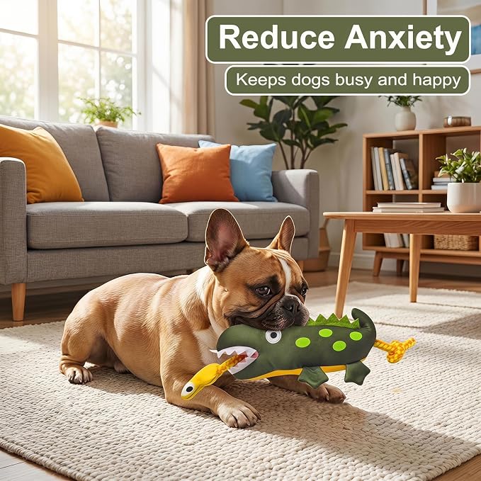 Durable Squeaky Plush Rope Dog Tug Toy for Large Aggressive Chewers