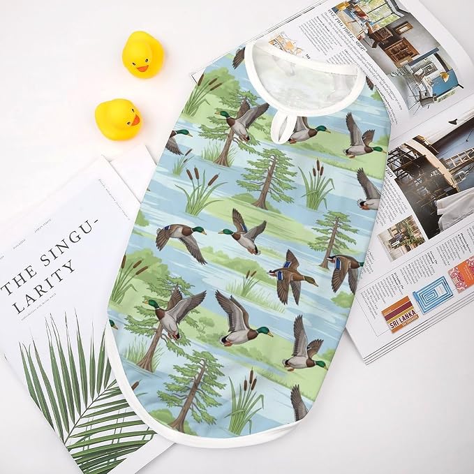 Cute Cat Shirt Soft Breathable Clothes Dog Tank Tops for Small Large Pet Blue Mallard Duck Hunting Theme