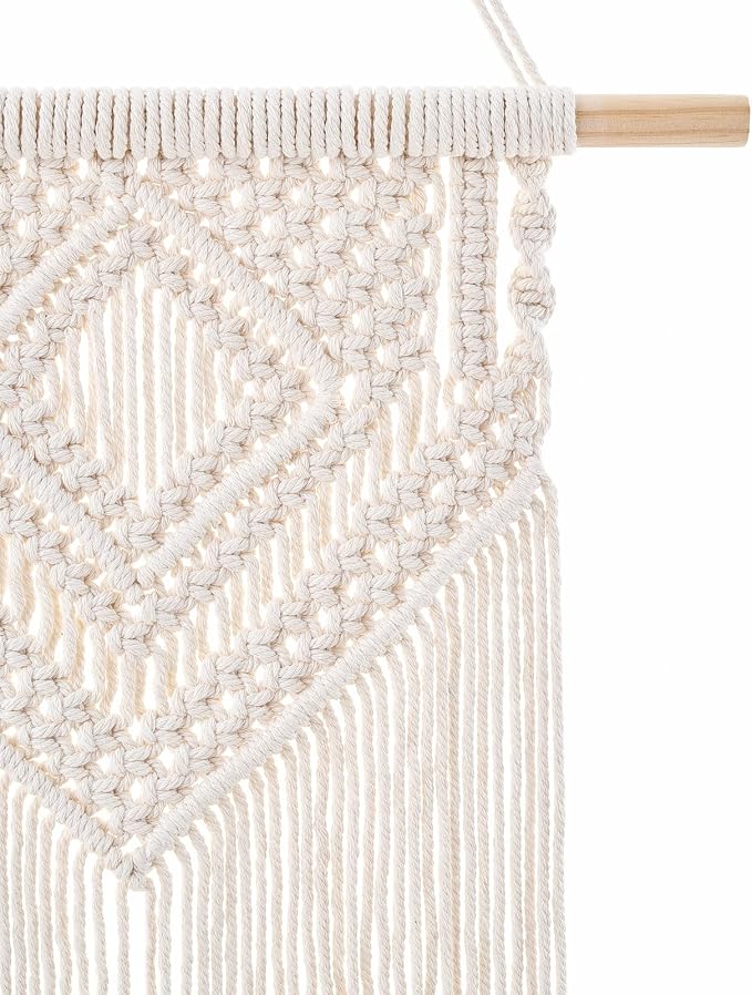 Dahey 2Pcs Macrame Wall Hanging Boho Tapestry Wall Art Bedroom Decor,Medium | Woven Craft, Unique Tassels, Soft Cotton Cord, Wood Dowel, Ready to Hang, Boho Wall Decor for Dorm Classroom Nursery Backdrop
