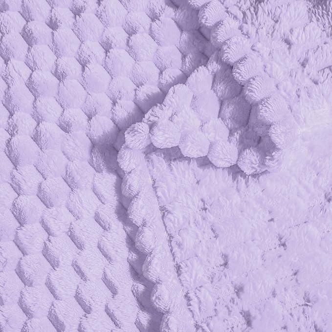 Vessia Flannel Fleece Throw Blanket, 3D Jacquard Light Purple Fuzzy and Warm Blanket for Couch, Sofa, Bed, Chair, 300GSM Soft Touch Cozy Lavender Throw for All-Season Home Decor(50x40inch)