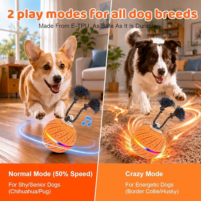 Smart Interactive Dog Toys Ball for Aggressive Chewers Medium Large,E-TPU
