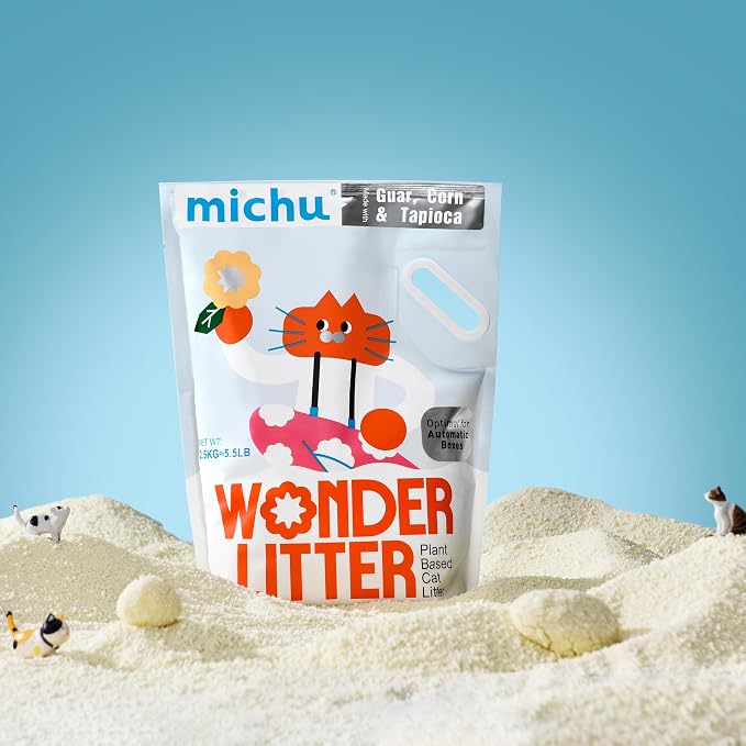 Michu Tofu Cat Litter Natural Clumping Tofu Cat Litter 5.5lb/88oz 5 Scents (Watermelon + Wonder Litter, 2 Pack)