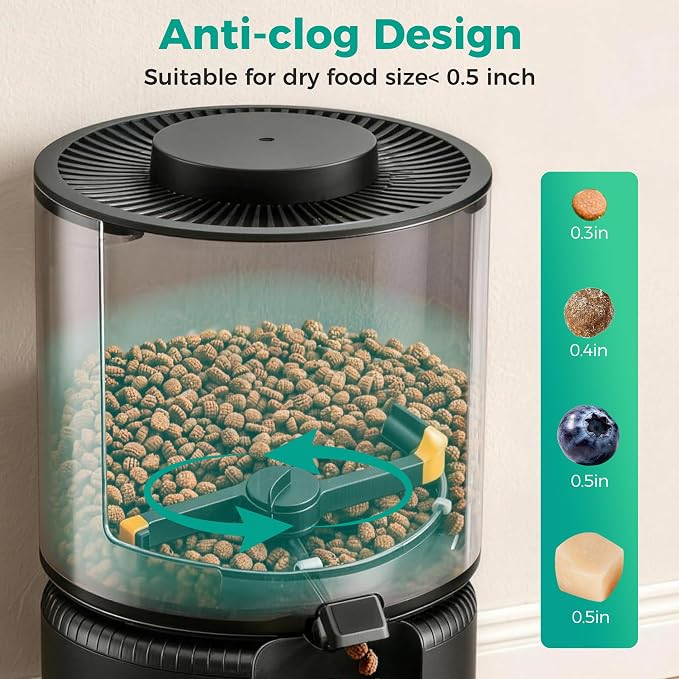 WiFi Automatic Cat Feeder, Smart App Control, 3L | WiFi scheduling, dual power(no battery), detachable & easy clean. Locks dry food flavor, ideal for cats & small dogs.