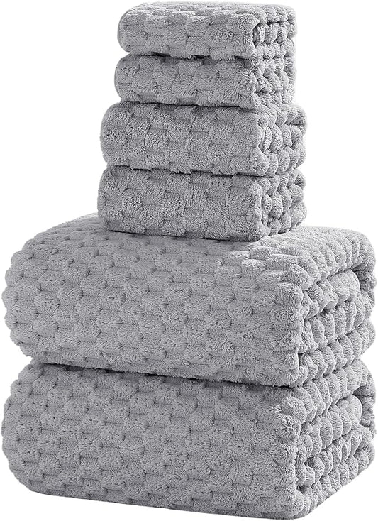 Extra Large Bath Towel Set of 6 (40"x80"),Oversized Bath Sheet Super Soft Highly Absorbent Microfibers Quick Dry Luxury Shower Towel for Bathroom Spa Gym Hotel Yoga (Grey, 6Piece)