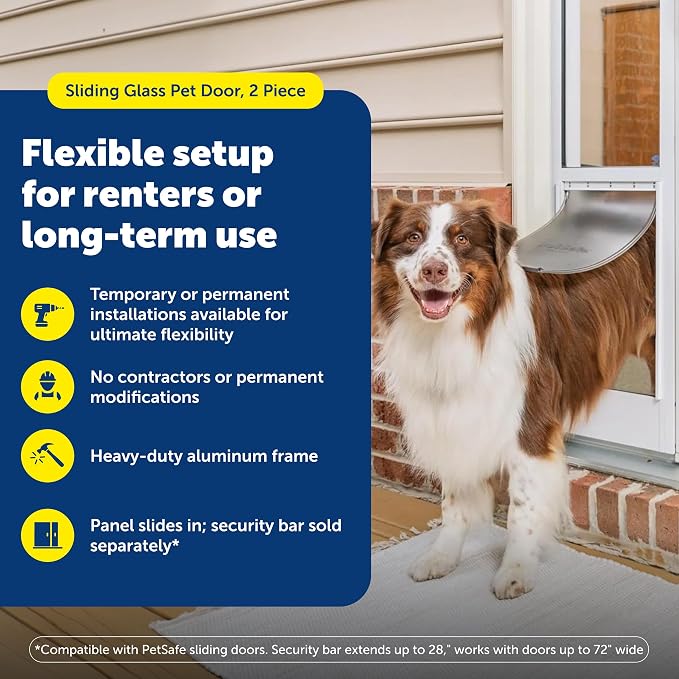 PetSafe Sliding Glass Pet Door, Aluminum Frame, Pets Up to 100 lb, Large