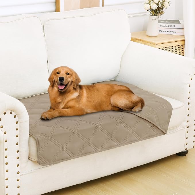 Smiry Waterproof Dog Bed Cover, Reversible Pet Blanket for Sofa Couch | Soft Washable Dog Blanket, Leakproof Couch Cover for Dogs Cats & Furniture Protection, 30x53, Taupe/Taupe