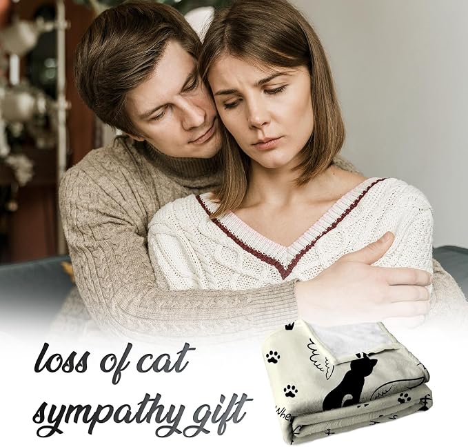 Memorial Sympathy Gifts for Loss of Cat, Cats Memorial Blanket 60" x 50" | Bereavement Gifts, in Memory of Cats Gifts, Loss of Cat Sympathy Gift, Cat Memorial Gifts