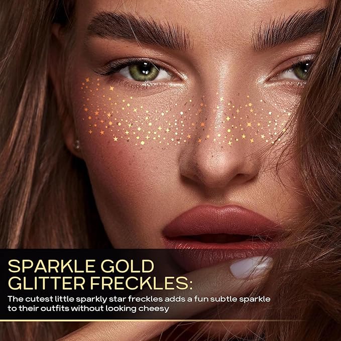 Glitter Freckles Face Tattoo, Glitter Freckles, Freckle Tattoo,Sparkle Face Glitter Makeup Speckles,8pcs
