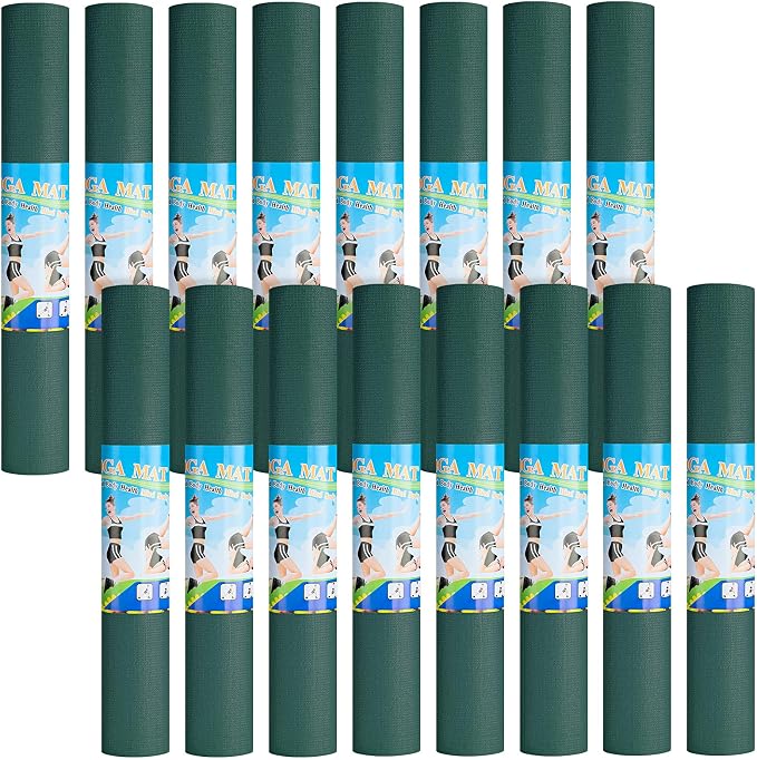 3 mm Thin Yoga Mats Bulk, Lightweight PVC Exercise Mats Non Slip Workout Fitness Pads for Yoga Pilates Stretching Classes Gym Home Studio, Easy to Clean