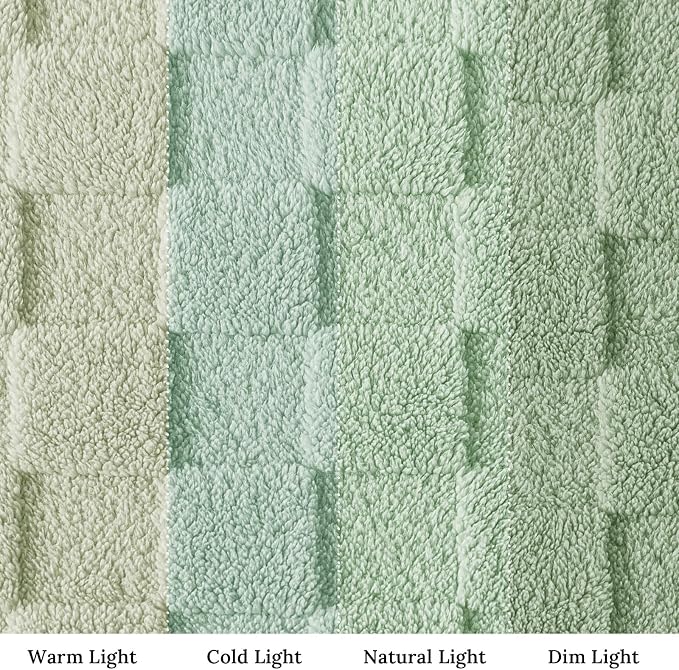 Exclusivo Mezcla 3D Checkered Fleece King Blanket for Bed, Sage Green | Super Soft and Cozy Fluffy Blanket, Lightweigh and Breathable Blanket for Living Room, Bedroom, Decor, All Season, 104"x90"