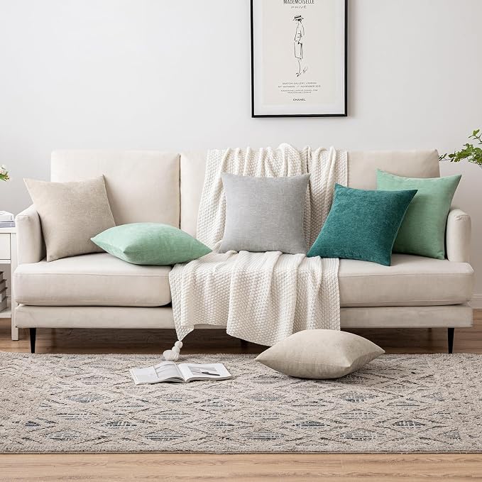 MIULEE Pack of 2 Brown Decorative Pillow Covers 18x18 Inch | Soft Chenille Couch Throw Pillows Farmhouse Cushion Covers for Home Decor Sofa Bedroom Living Room