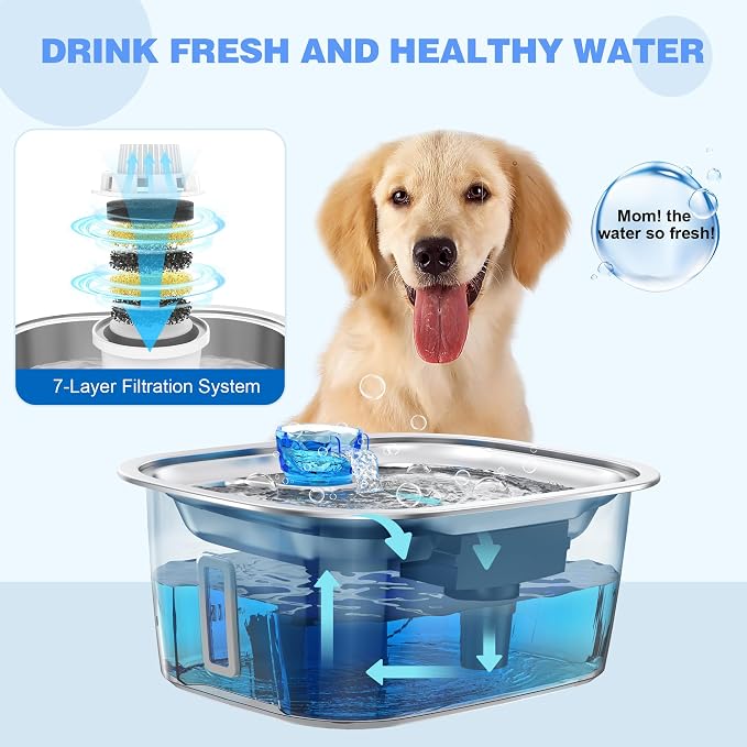 Replacement Filters 4 Packs for Lesotc Dog Fountain, Water Filter, for Stainless Steel Pet Fountain for Large Dogs- Vertical Filtration for D2223,D2322,D2340,D2341,D2419 Lasts Two Months