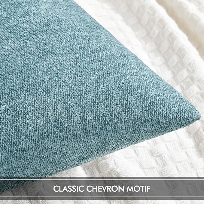 MIULEE Pack of 2 Blue Gray Decorative Pillow Covers 18x18 Inch | Soft Chenille Couch Throw Pillows Farmhouse Cushion Covers for Home Decor Sofa Bedroom Living Room