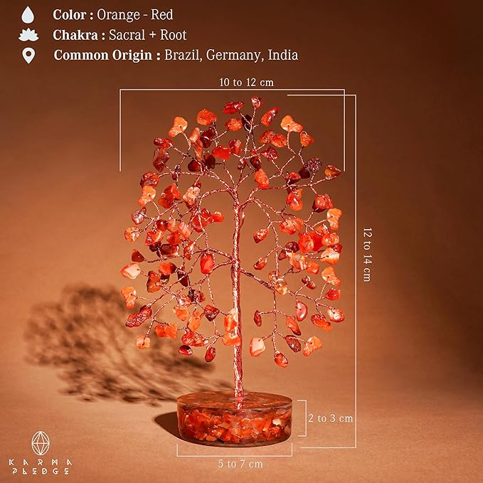 Carnelian Crystal Tree of Life Birthday Gifts for Women, Men, Friends, Handmade Chakra Healing Crystals Tree for Home Office Decor, Positivity, Good Luck, Money, Unique Gifts for Her Mom, Sister, Dad
