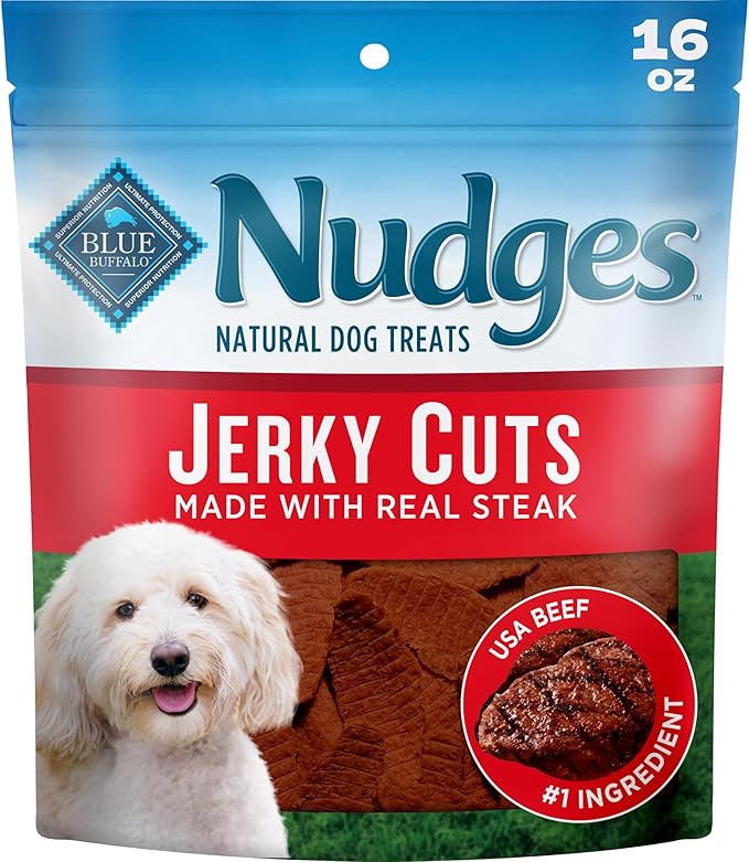 Blue Buffalo Nudges Jerky Cuts Steak Dog Treats, 16 oz | Real Beef First, Made in the USA, For All Breed Sizes, No Artificial Preservatives