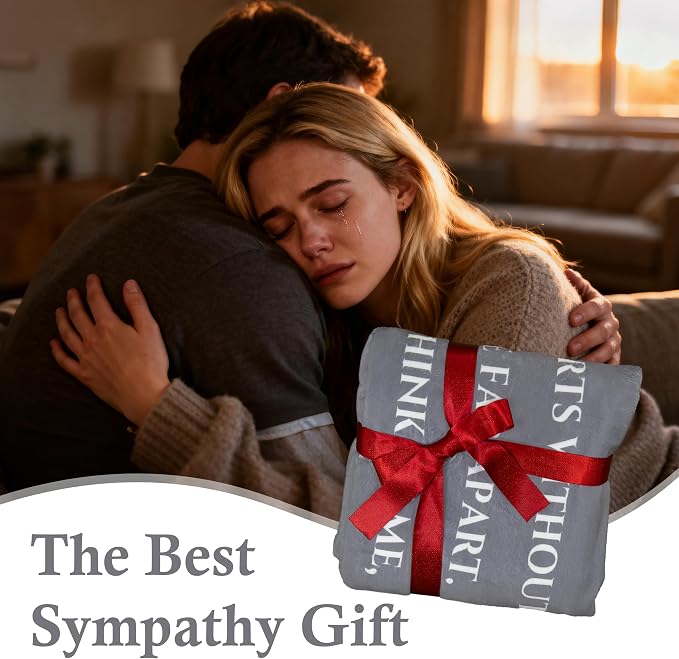 Memorial Gift Blanket, Sympathy Gifts for Loss of Loved One, Hugs from Heaven Blanket, Bereavement Gift Idea, Memorial Gifts for Loss of Mother/Father/Pet Throw Blanket 60" X 50"Grey