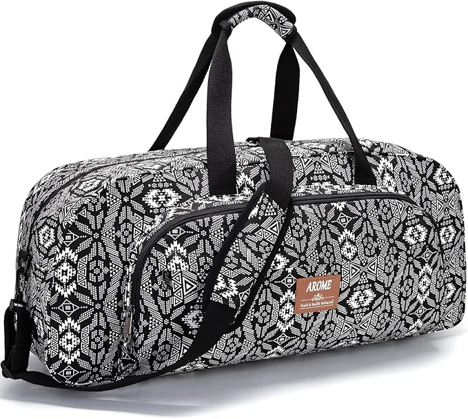AROME Yoga Mat Bag for Women Men, Large Canvas Yoga Bag for 1/4" 1/3" 2/5" 1/2" Extra Thick Exercise Yoga Mat Gym Tote Sports Duffle Bag Carrying Bags with Wet Pocket & Shoulder Strap & Mat Strap